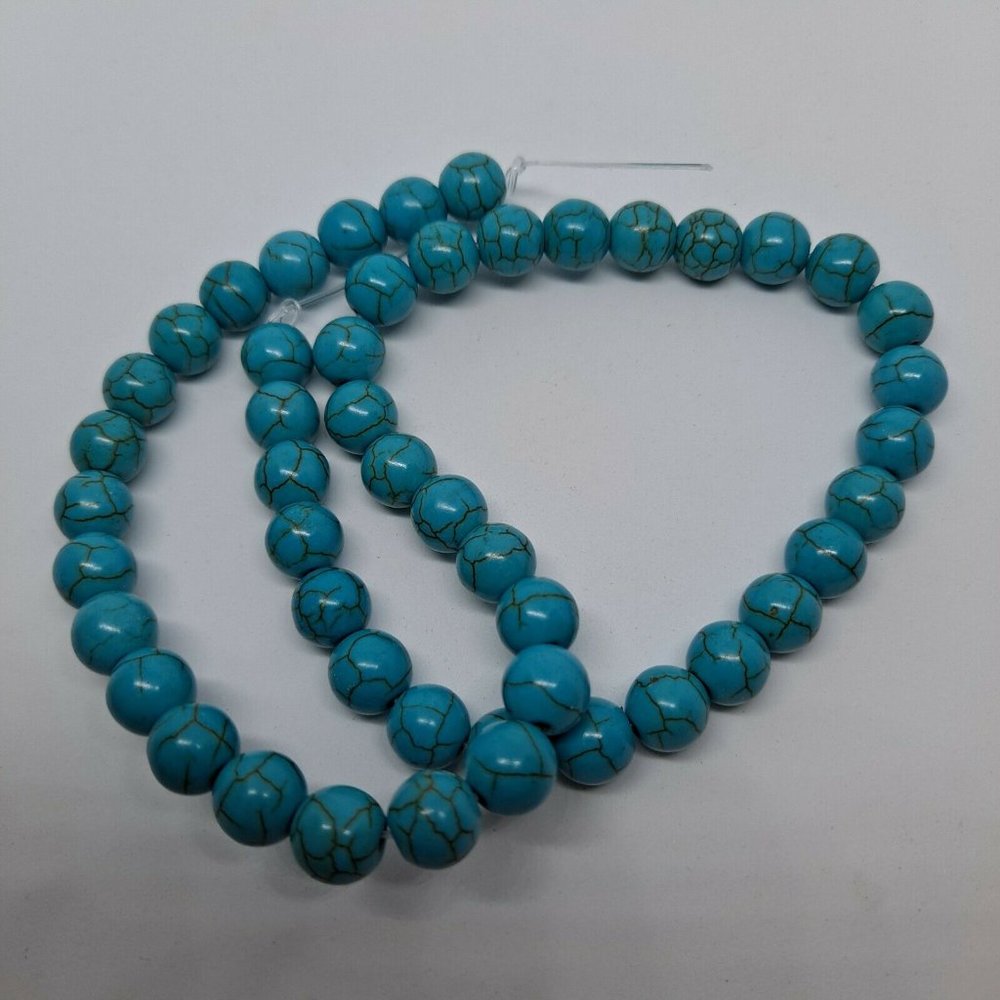 Beads Teal Jewelry craft making Crackle Design 48 pieces - Picture 3 of 6